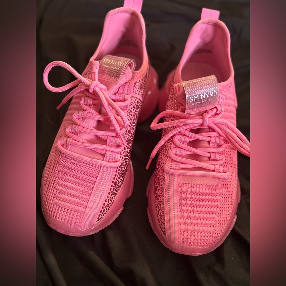 Steve Madden Vibrant Pink Lace-Up Sneakers